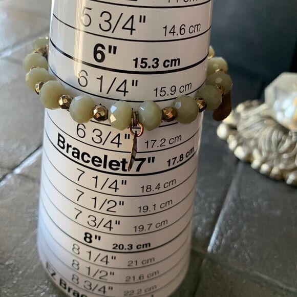 Erimish Beaded Bracelet and Clear Crystal Bracelet SET of 2 Stretch, Stamped - Picture 3 of 5